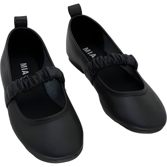 MIA Uliana Mary Jane Leather Flats Black Elastic Strap Women’s US 6.5M - Picture 1 of 6